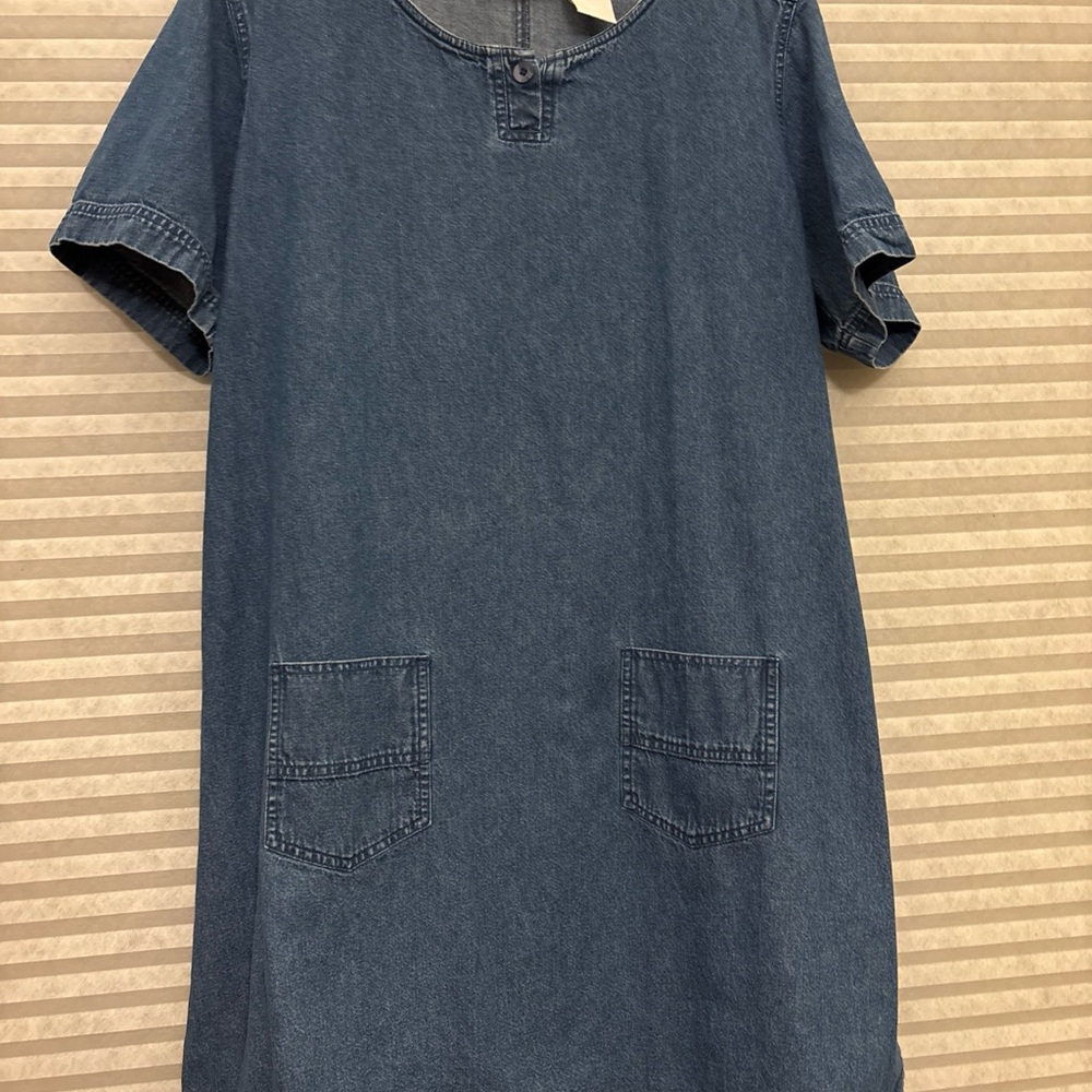 VTG 90s Erika II Blue Denim Tunic Shift Dress Cottagecore Pockets Plus 1x‎